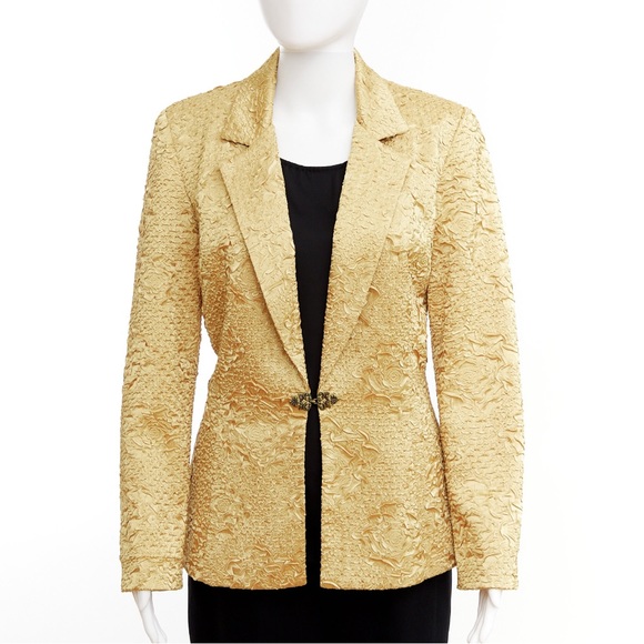 Ribkoff gold crinkled blazer / approx 8 - Picture 2 of 7